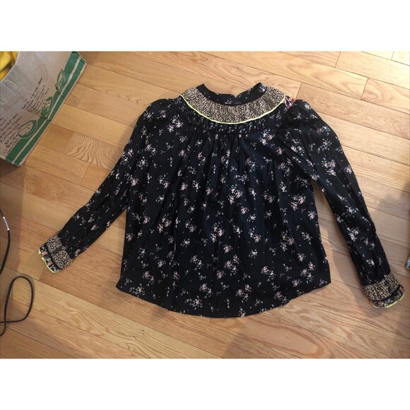 Free People Womens Floral Top Size XL Long Sleeve Full Button Up Back Exc. Cond. - Picture 1 of 13